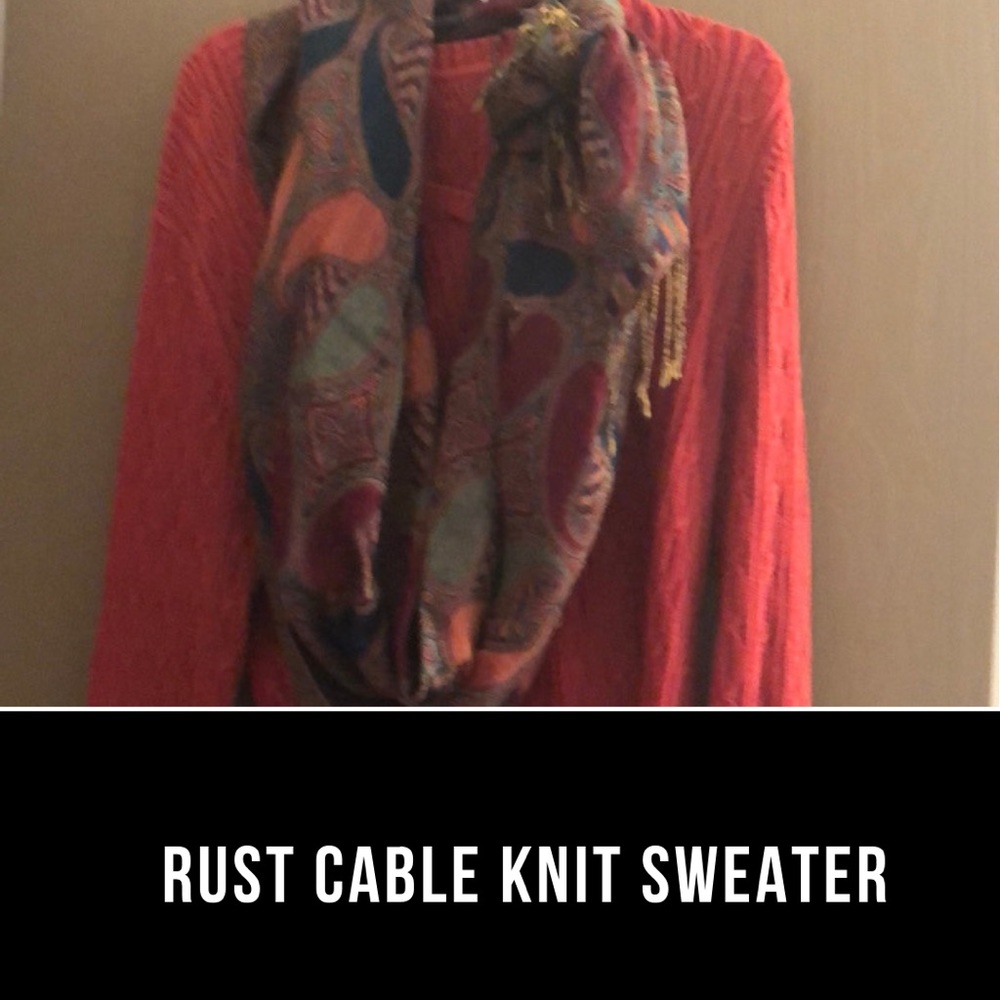 Burnt Orange Cable Knit Sweater